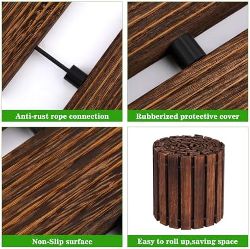 Landical 24ft Wooden Garden Pathway Walkway, Roll Out Outdoor Path,Brown - Image 3