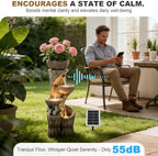 35.5" H Solar Water Fountain Outdoor with LED Lights, 4-Tier Cascading Garden Fountain with Planter Pots, Solar Powered Waterfall for Patio Yard Porch - Image 5