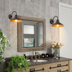 2 Pack Bronze Vanity Barn Lights, Farmhouse Gooseneck Wall Sconce with E26 Socket, Round Outdoor/Indoor Metal Light Fixtures for Bathroom, Bedroom, Porch, Entryway, and Garage - Image 2