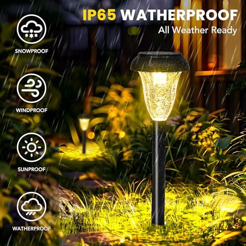 GIGALUMI Solar Lights Outdoor Waterproof Pathway Lights, 12 Pack Warm White - Image 5