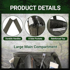 Heavy Duty Self-Standing Tool Bag with 8 Pockets, 8-Gallon Manually Collapsible for Garden/Camping/Car Trunk Storage | ArmyGreen - Image 3