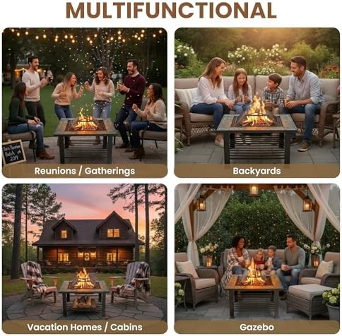 Fire Pit - 30-Inch Outdoor Firepit Table with Screen, Cover, and Poker - Outdoor Fire Pits for Backyard, Deck, Patio, or Porch by Pure Garden (Black) - Image 5