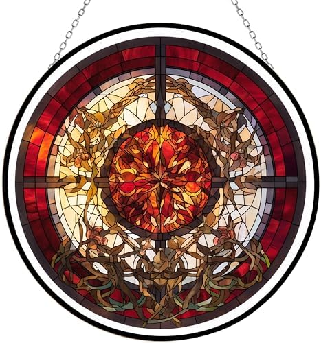 9.84 Inch Monument and Golden Star Stained Glass Window Hanging Suncatcher Stained Glass Home Decor Garden Halloween Christmas Party Wedding Housewarming Gifts by Unknown