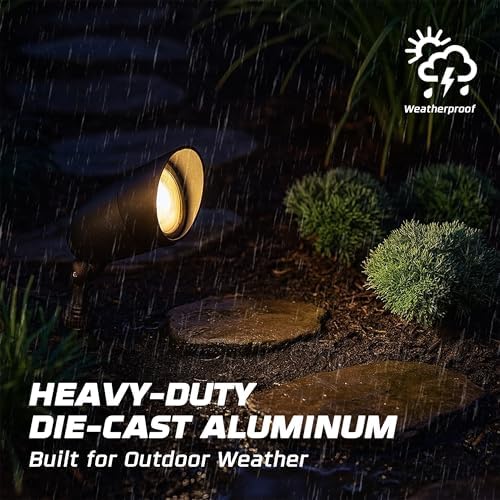 OHLECTRIC One-Light Halogen Landscape Floodlight (2-Pack) Wet Rated Outdoor Light Fixture for Garden Yard Pathway Durable Weatherproof Die-Cast Metal Housing. 50W 120v 6.25 Inches, PAR20 (Dark Bronze) - Image 5