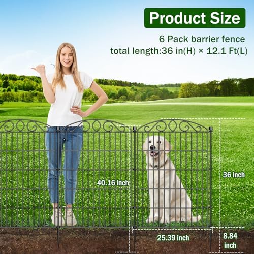 6 Panel No Dig Decorative Garden Fence with Gate 36" H x 12.1'L for Dogs - Image 2