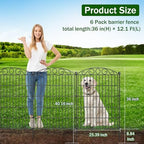 6 Panel No Dig Decorative Garden Fence with Gate 36" H x 12.1'L for Dogs - Image 2
