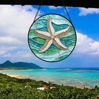Starfish Ocean Stained Glass Window Hanging Suncatcher Gift for Women 12" - Image 3