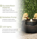 LuxenHome 16 Inch Puppies Resin Outdoor Water Fountain with LED Lights - Image 5