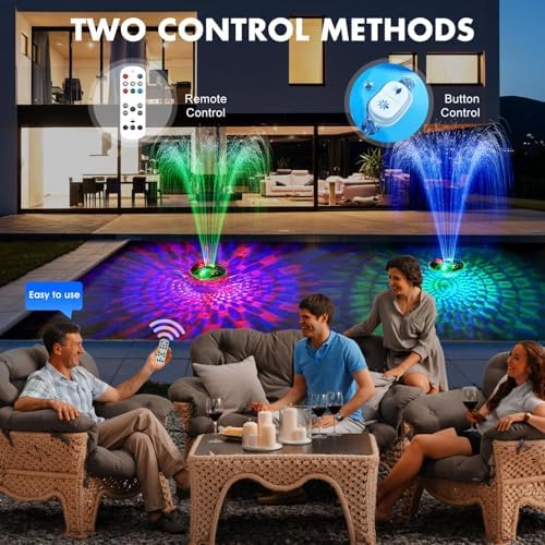 Upgraded Pool Fountain with Remote,Floating Pool Fountain with Lights-Blue - Image 3