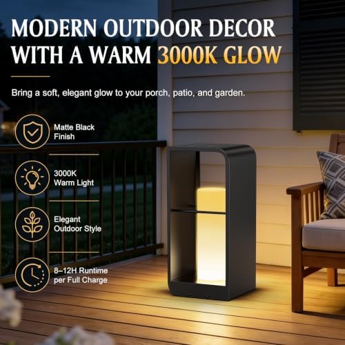 18" Solar Lanterns Outdoor Waterproof Outdoor Floor Lamp with Remote - Image 2