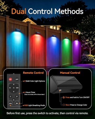 Fence Lights Solar Powered with Remote 12 Pack, IP65 Waterproof - Image 5