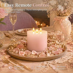 Amagic 3 Wick Extra Large Flameless Pillar Candles with Timer Remote, Pink - Image 4