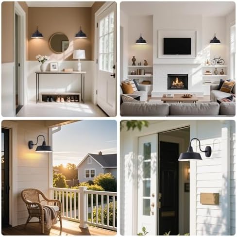 Matte Black Outdoor Gooseneck Barn Light for Porch, 10 Inch Dome Farmhouse Exterior Wall Lighting with Wall Mount, Outside Wall Sconce Light Fixture for House Porch Garage - Image 2