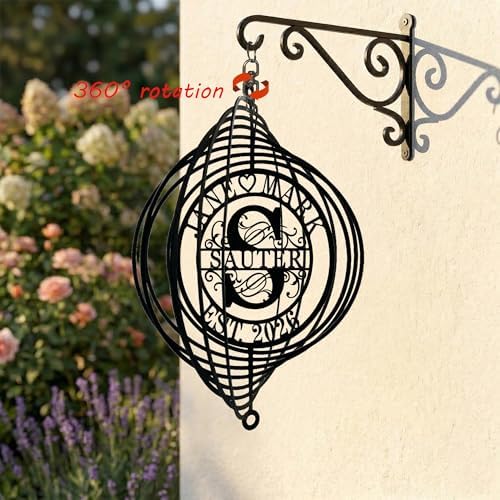 Personalized Wind Spinners Metal Yard Art Garden Decor Wedding for Couple Outdoor Hanging Kinetic Sculpture 3D Swivel Ornament Housewarming Present - Image 4