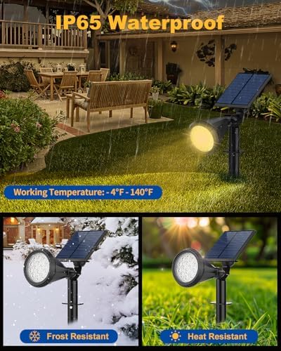 Solar Spot Lights Outdoor, 10 Pack Outdoor Solar Lights for Yard, 4 Lighting Mode Solar Landscape Spotlights with Auto On/Off, 2-in-1 Waterproof Wall Lights for Garden, Walkway (Warm White) - Image 5