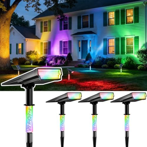 Solar Spot Lights Outdoor, RGB Landscape Spotlight 4 Pack by Unknown