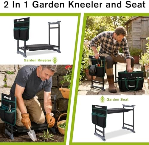Garden Kneeler and Seat with Umbrella,Heavy Duty Gardening Bench and Stool - Image 7