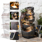 31.7" Tall Rock Solar Water Fountain Outdoor Waterfall - Image 3
