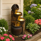 Outdoor Water Fountain with Lights 4 Tier Cascading Pot Waterfall Resin Garden Fountain for Patio Yard Porch Landscape by Unknown