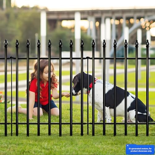 Thealyn 32" H x 24" W Metal Garden Fence, No Digging, Animal Barrier, 10 Ft - Image 6
