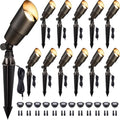Gardenreet LED Spot Light Outdoor - Die-Cast Brass 12V Uplighting Waterproof, Low Voltage Landscape Lights Metal, Bronze for Fence Fountain with Bright White MR16 Replaceable Bulbs (12 Pack) by Gardenreet