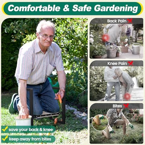 Garden Kneeler and Seat - Heavy Duty Folding Garden Stool with Handles, Stable Kneeling Device Bench Chair Gardening Tools Gifts for Women Men Seniors Gardeners Outdoor Weeding Planting - Image 3