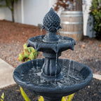 XBrand 44" H Gray Fiberglass/Resin 2-Tier Solar Water Fountain w/Solar Panel and Auto-Shut Off Pump, Solar Garden Fountain, Tall Outdoor Fountain, Two Tiered Birdbath Fountain - Image 5