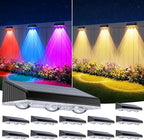 Solar Fence Lights Outdoor 12 Pack, Upgraded Brightness 3X LED Lens Fence Lights Solar Powered, 9 Fixed Colors & RGB Lights, IP65 Waterproof Solar Lights for Outside Backyard/Railing/Step/Patio by BONLION