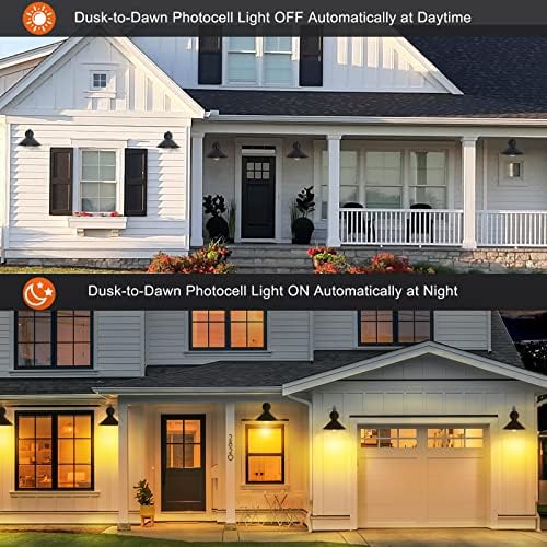Dusk to Dawn Sensor Wall Sconce Outdoor Lighting Fixture, Industrial Outdoor Barn Light Matte Black Exterior Wall Sconce for Patio,Doorway,Porch,Entryway,Garage, 2 Pack - Image 3