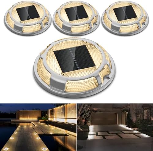 Solar Driveway Lights Dock Lights Waterproof 4 Pack, 2 Colors in 1 by LivingGreenLivingFabStyl