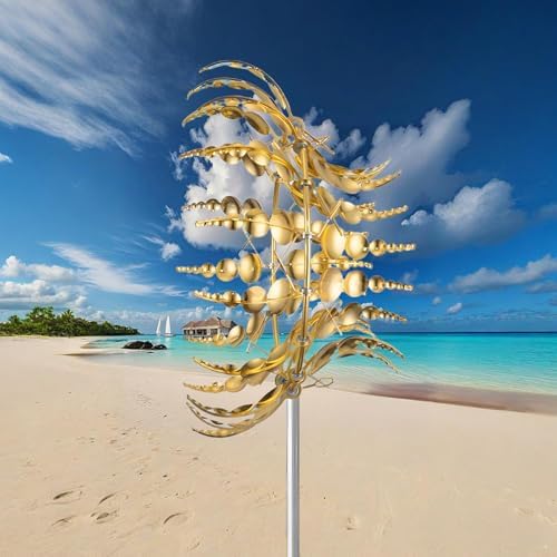Magical Metal Windmill, Wind Spinners for Yard Garden, Outdoor Spinners, Windmill for Yard, Wind Sculptures & Spinners for Yard Garden Patio Decoration (1PCS Gold) - Image 4