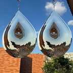 Hanging Wind Spinners,3D Water Droplets Shape Highly Reflective Stainless Steel Outdoor Garden Decor, Decorations to Scare Away Yard Birds 11.4inch 2Pcs by kexsscai