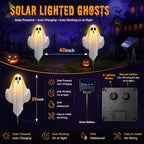 6 Pack Halloween Ghost Solar Lights, Ghost Pathway Lights with Stakes - Image 2