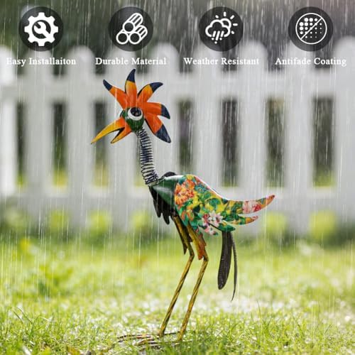 24'' Metal Wacky Peacock Garden Statues Outdoor Decor, Rooster Decor Chicken Yard Sculptures Art Decoration for Home Outsiede Patio Lawn Backyard, Gift for Women Lovers Moms(Red & Green) - Image 5