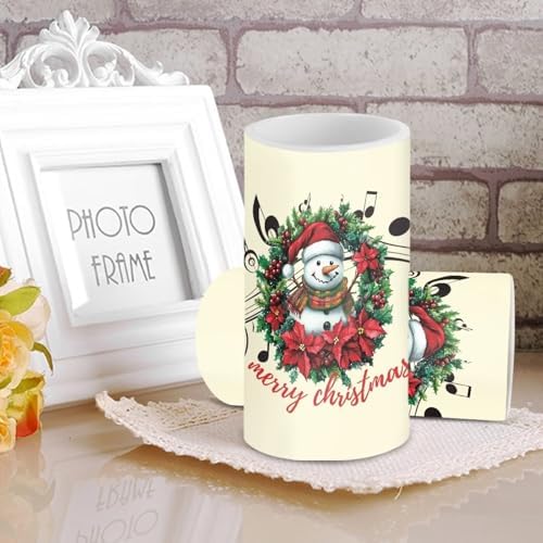 Christmas Flower Flameless Candles Bulk Set of 2 Snowman Battery Operated Candles with Timer Remote LED Pillar Lights for New Year Day Party Home Decoration - Image 3