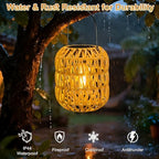 Livinlarge Solar Lanterns Outdoor Waterproof, Rattan Solar Lights for Yard - Image 6