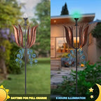 MUMTOP Wind Spinner Outdoor, Large Metal LED Kinetic Wind Sculptures, Tulip - Image 2