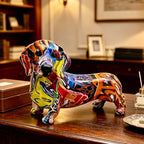 FUNSXBUG Colorful Dachshund Dog Statue Art Figurines Sculpture Collectibles Home Office Desktop Decor Outdoor Garden Display Decoration (Dachshund Dog 1) by FUNSXBUG