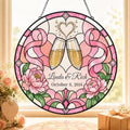 Personalized Couple Anniversary Suncatcher Hanging Ornament, Floral Love Window Hanging Custom Anniversary Wedding Couple Gift for Wife Husband Wedding Keepsakes Home Decor Bride Groom 11.81" by Unknown