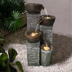 19.3'' 4-Tier Water Fountain with Lights, Brown - Image 5