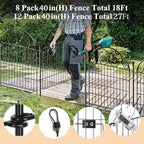 Getlay Tall Garden Animal Barrier Fence With Gate,40 in(H)×27 in(L) 12 Panels Dog Digging Fence Barrier, Black Metal Temporary Fences, Reusable Defense Fencing For Outdoor Yard. Total 26.2 Ft│Patented - Image 4