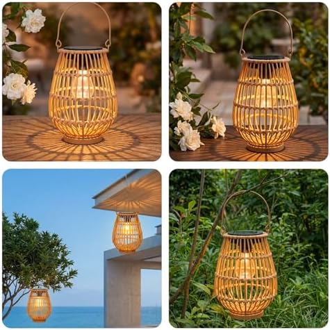 Solar Lanterns Outdoor Waterproof, Rattan Outdoor Solar Lanterns 2 Pack - Image 3