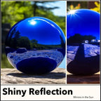 12 Inch Stainless Steel Hollow Gazing Ball, Mirror Sphere, Blue - Image 6