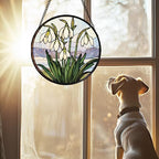 Snow Drop Flower Stained Glass Window Hanging Decor Gifts for Women 15" - Image 3