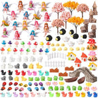 Seenelling 150 Pcs Fairy Garden Accessories Miniatures Figures Kit Micro Landscape Resin Mushroom Animals Fake Pond Lawn Bridge Garden Decoration by QianRuu