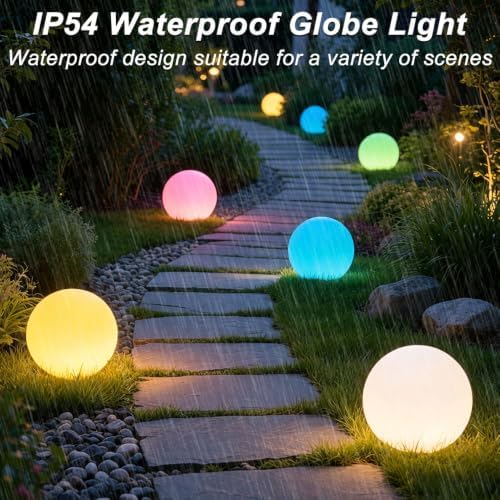 8-in Solar Globe Light Outdoor, Waterproof Solar Ball Light for Outside w/Remote, 16 RGB Color Changing Glowing Orb Lamp Landscape Lighting Mood Lamp w/Ground Stake for Garden Patio Yard Pathway Decor - Image 6