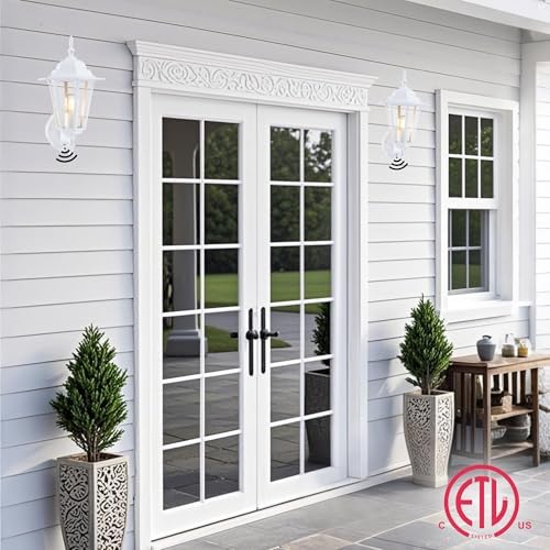 GRUENLICH Outdoor Wall Light Fixture, Antirust Aluminum Glass, White 2 Pack - Image 7