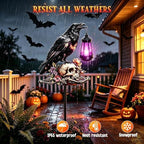 Halloween Decorations Outdoor, Crow Skull with Color Changing Solar Lantern - Image 4