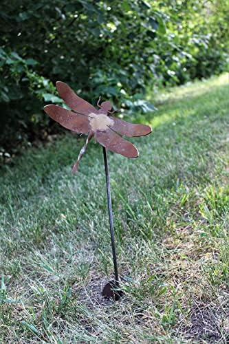 Bugs, Bees and Butterfly Garden Yard Stake Sign 20 to 33 Inches Tall (Dragonfly Stake 20" Tall, Hammered Dark Green) - Image 3