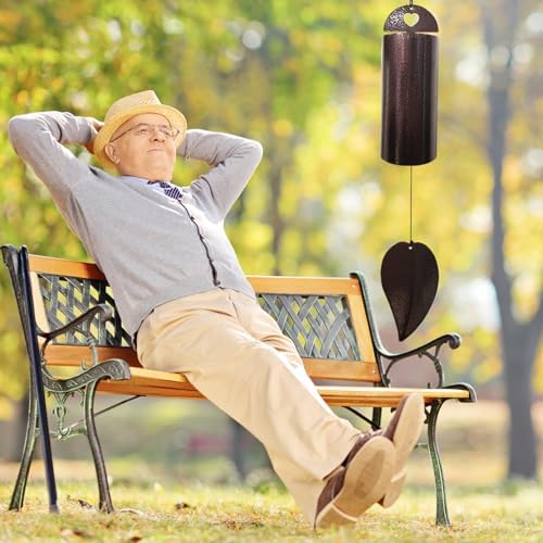 Serenity Bell Wind Chimes for Outside Deep Tone Cylinder Windbell Deep Resonance Wind Chime Outdoor Antique Copper Garden Decor Sympathy Gift Home Decoration 28 Inch Large - Image 5